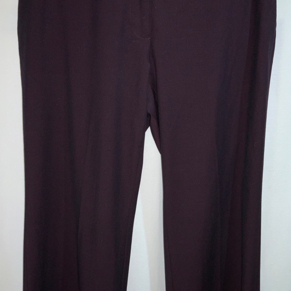 Loft Marisa burgundy flat front pants Sz 8 petite front zip back pockets - Picture 3 of 9